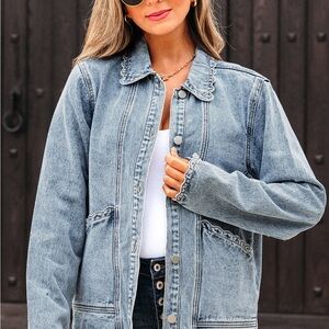 White Fox Boutique Distressed Blue Jean Jacket